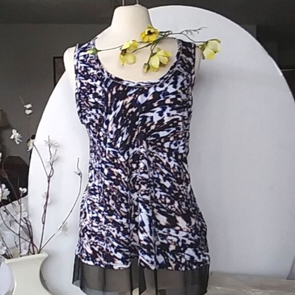 Jennifer Lopez Tank Top Long Dressy Bling Marble Pattern size 0X - Picture 1 of 11